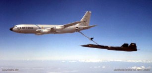 SR-71A #61-7952 during the first ever in-flight refuelling of an SR-71, on 29April1965. Lockheed photo via Tony Landis